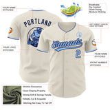 Custom Cream Light Blue Navy-White Authentic Baseball Jersey
