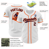 Custom White Navy-Orange Authentic Baseball Jersey