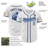 Custom White Light Blue-Navy Authentic Baseball Jersey