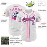 Custom White Light Blue Black-Pink Authentic Baseball Jersey