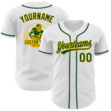 Custom White Green-Gold Authentic Baseball Jersey