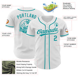 Custom White-Teal Authentic Baseball Jersey