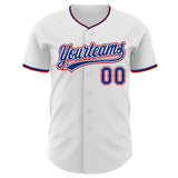 Custom White Royal-Red Authentic Baseball Jersey