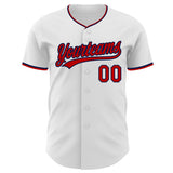 Custom White Red-Navy Authentic Baseball Jersey