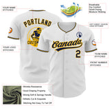 Custom White Navy-Gold Authentic Baseball Jersey