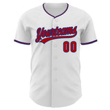 Custom White Red-Royal Authentic Baseball Jersey