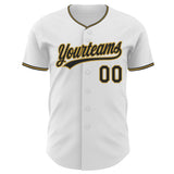 Custom White Black-Old Gold Authentic Baseball Jersey