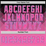 Custom Black Pink-Light Blue Gradient Square Shapes Round Neck Sublimation Basketball Suit Jersey