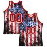 Custom White Red-Royal American Flag Round Neck Sublimation Basketball Suit Jersey
