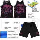 Custom Black Pink Fragment Art Round Neck Sublimation Basketball Suit Jersey