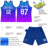 Custom Royal White-Hot Pink Gradient Geometric Shape Round Neck Sublimation Basketball Suit Jersey