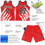 Custom Red Black-White Splash Round Neck Sublimation Basketball Suit Jersey