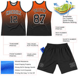 Custom Orange Black-White Gradient Square Shapes Round Neck Sublimation Basketball Suit Jersey