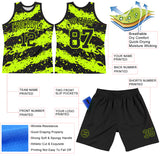 Custom Black Neon Green Splash Round Neck Sublimation Basketball Suit Jersey
