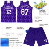 Custom Purple White Zigzag Shape Round Neck Sublimation Basketball Suit Jersey