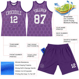 Custom Purple White Geometric Shape Round Neck Sublimation Basketball Suit Jersey