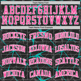 Custom Black Pink Aqua-White Abstract Network Round Neck Sublimation Basketball Suit Jersey