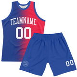 Custom Red White-Royal Gradient Line Round Neck Sublimation Basketball Suit Jersey