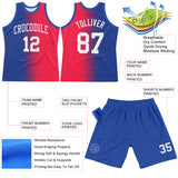 Custom Red White-Royal Gradient Line Round Neck Sublimation Basketball Suit Jersey