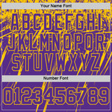 Custom Purple Yellow Splash Round Neck Sublimation Basketball Suit Jersey