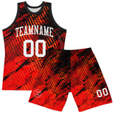 Custom Red White-Black Splash Round Neck Sublimation Basketball Suit Jersey