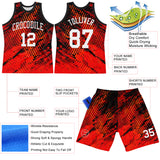 Custom Red White-Black Splash Round Neck Sublimation Basketball Suit Jersey