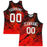 Custom Red White-Black Splash Round Neck Sublimation Basketball Suit Jersey