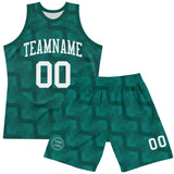 Custom Green White Line Round Neck Sublimation Basketball Suit Jersey