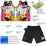 Custom Graffiti Pattern White-Light Blue Splash Round Neck Sublimation Basketball Suit Jersey