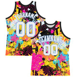 Custom Graffiti Pattern White-Light Blue Splash Round Neck Sublimation Basketball Suit Jersey