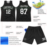 Custom Black White-Neon Green Line Round Neck Sublimation Basketball Suit Jersey