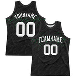 Custom Black White-Neon Green Line Round Neck Sublimation Basketball Suit Jersey