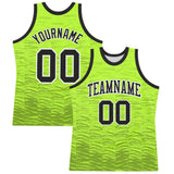 Custom Neon Green Black-White Line Round Neck Sublimation Basketball Suit Jersey