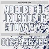 Custom White Navy Splash Round Neck Sublimation Basketball Suit Jersey