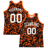 Custom Black White-Orange Fluid Art Round Neck Sublimation Basketball Suit Jersey
