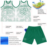 Custom White Kelly Green Curve Lines Round Neck Sublimation Basketball Suit Jersey
