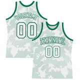 Custom White Kelly Green Curve Lines Round Neck Sublimation Basketball Suit Jersey