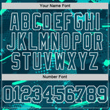 Custom Green Aqua-White Splash Round Neck Sublimation Basketball Suit Jersey