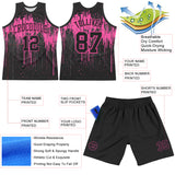 Custom Black Pink Dripping Splatter Art Round Neck Sublimation Basketball Suit Jersey