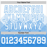 Custom White Powder Blue Gradient Square Shapes Round Neck Sublimation Basketball Suit Jersey