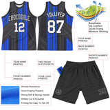 Custom Black White-Royal Line Round Neck Sublimation Basketball Suit Jersey