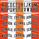 Custom White Black-Orange Line Round Neck Sublimation Basketball Suit Jersey