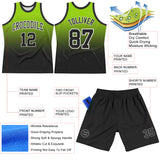 Custom Neon Green Black-White Fade Fashion Round Neck Sublimation Basketball Suit Jersey