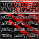 Custom Black Red-White Line Round Neck Sublimation Basketball Suit Jersey