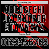 Custom Black Red-White Line Round Neck Sublimation Basketball Suit Jersey