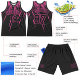 Custom Black Pink Splash Round Neck Sublimation Basketball Suit Jersey