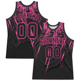Custom Black Pink Splash Round Neck Sublimation Basketball Suit Jersey
