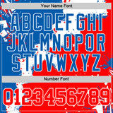 Custom Royal Red-White Splash Round Neck Sublimation Basketball Suit Jersey