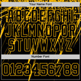 Custom Black Gold Splash Round Neck Sublimation Basketball Suit Jersey