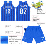 Custom Royal White Line Round Neck Sublimation Basketball Suit Jersey
